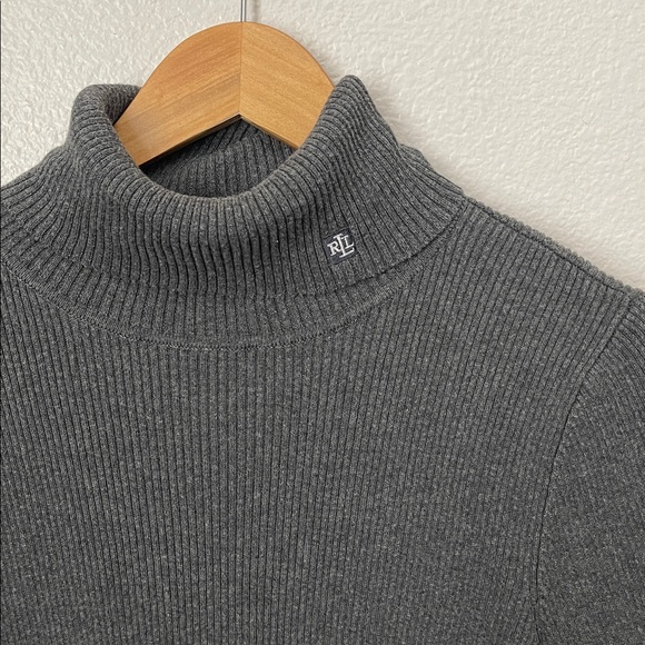 Ralph Lauren gray ribbed turtleneck long sleeve shirt XL minimalist old money - Picture 2 of 4